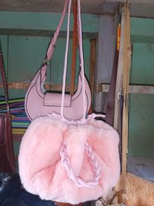 Pink Faux Fur Purse