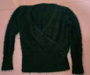 Elegant Forest Green Wrap Sweater