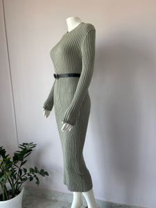 Sage Green Ribbed Dress