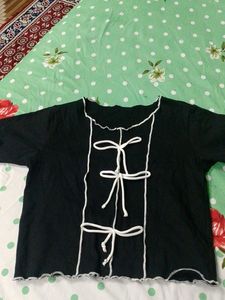 Cute Black Tie-Up Top