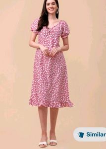 Pink Polka Dot Midi Dress