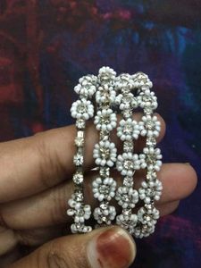 Sparkling White Bangles