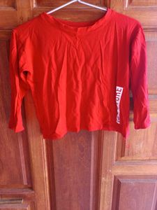 Red Crop Long Sleeve Tee