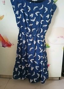 Printed Navy Blue Dress