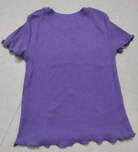 Purple Ribbed Knit Top