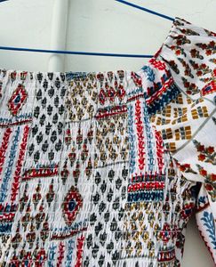 Patterned Tie-Front Top