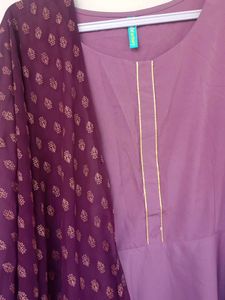 elegant purple kurti with duppata pair