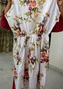 Womens White Floral Print Self Tie Cami Dress