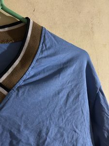 Blue V-Neck Crop Top