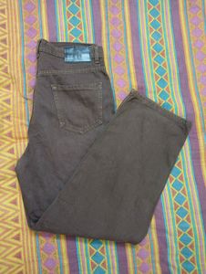 High Waisted Brown Straight Fit Jeans