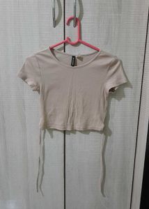 H&M Divided Crop Top With Tie Back
