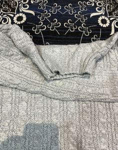 Gray Cable Knit Turtleneck