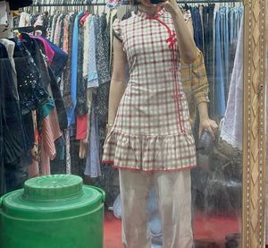 Plaid Cheongsam Dress