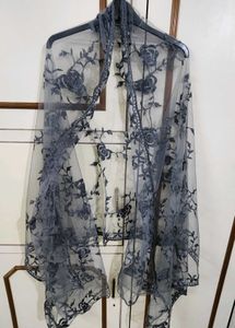 Beautiful Embroidered Grey Dupatta