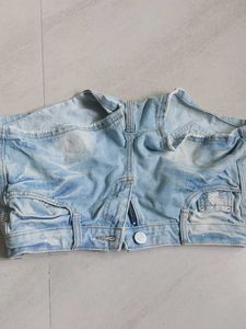 Ribbed Denim Short