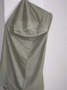 Olive Green Hijab Scarf With Sleeves.