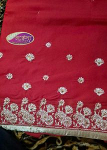 Red Embroidered Salwar Suit Material