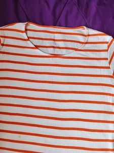 Summer Vibed Orange White Striped Top