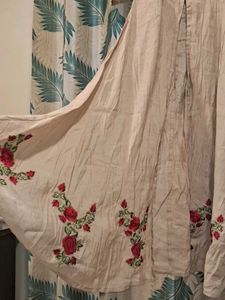 Rose Embroidery Work Front Open Kurta