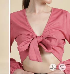 Pink Tie-Front Crop Top