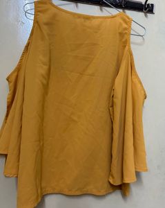 Yellow Cold Shoulder Top