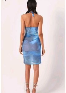 Mesh Bodycon Halter Neck Dress
