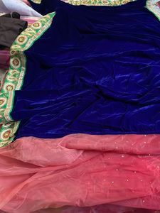 Gajari Red Net Saree With Velvet Pallu (new)