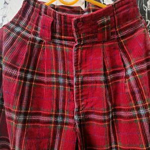 Red Plaid Corduroy Pants