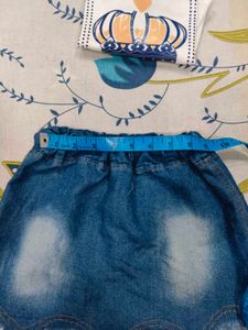 White Top And Blue Skirt