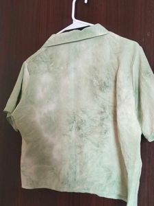 Mint Green Floral Button-Down Top