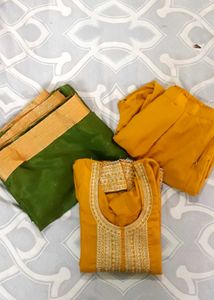 Yellow PANT SUIT WITH DUPATTA