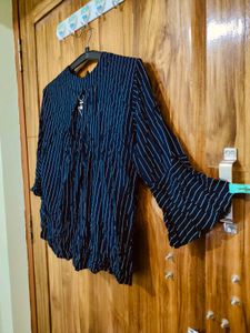 Striped Women's Top/ Bell sleeves with Zipper