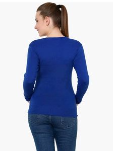 Blue Color Knitted Pull Over Sweater
