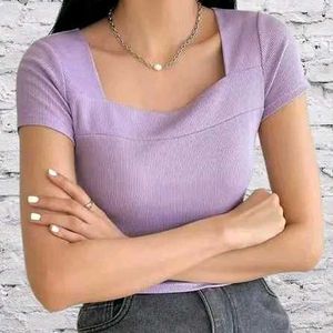 Square Neck Lavender Crop Top