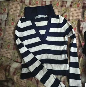 Blue And White Crop Top For Women