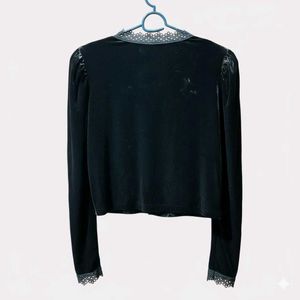 Elegant Black Velvet Cardigan