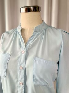 🪔24Hrs DIWALI SALE🪔Light Blue Button-Up Top