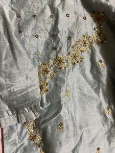 Grey Kurta With Golden Work