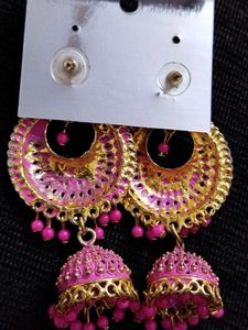 Pink-Golden Earrings