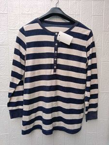 New With Tag Korean Striped Polo Top