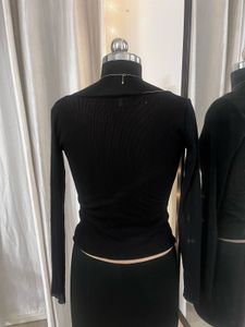 Black Net Top With Nude Colour Inner Lining