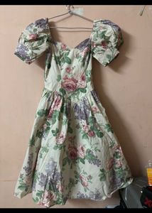 Floral Puff Sleeve Midi Dress
