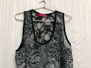 Black Floral Print Sleeveless  Top