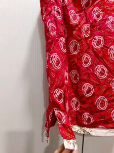 Red Bandhani Print Strap Kurti
