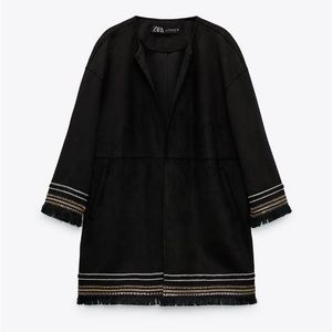 ZARA Black Suede Overcoat