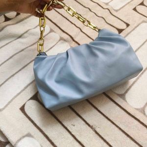 Blue Purse/Sling Bag With Golden Strip