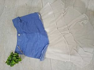Cute Denim &amp; Tulle Skirt꒰⁠⑅⁠ᵕ⁠༚⁠ᵕ⁠꒱⁠˖⁠♡
