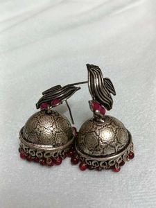 Silver Tone Jhumka Earrings