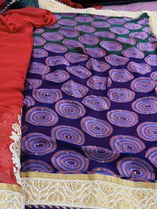 Maroon &amp; Gold Embroidered Saree Fabric