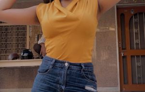 Mustard Yellow V-Neck Crop Top